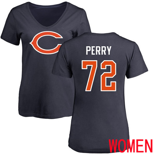 Chicago Bears Navy Blue Women William Perry Name and Number Logo NFL Football #72 T Shirt